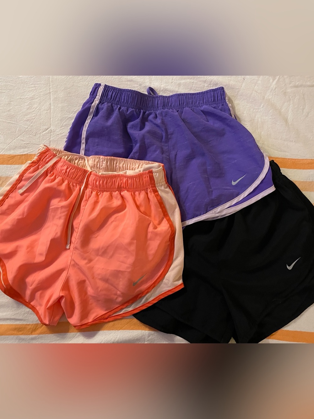 🏃‍♀️Nike Dri-Fit Running Shorts Set of 3— Coral, Purple, Black Size S